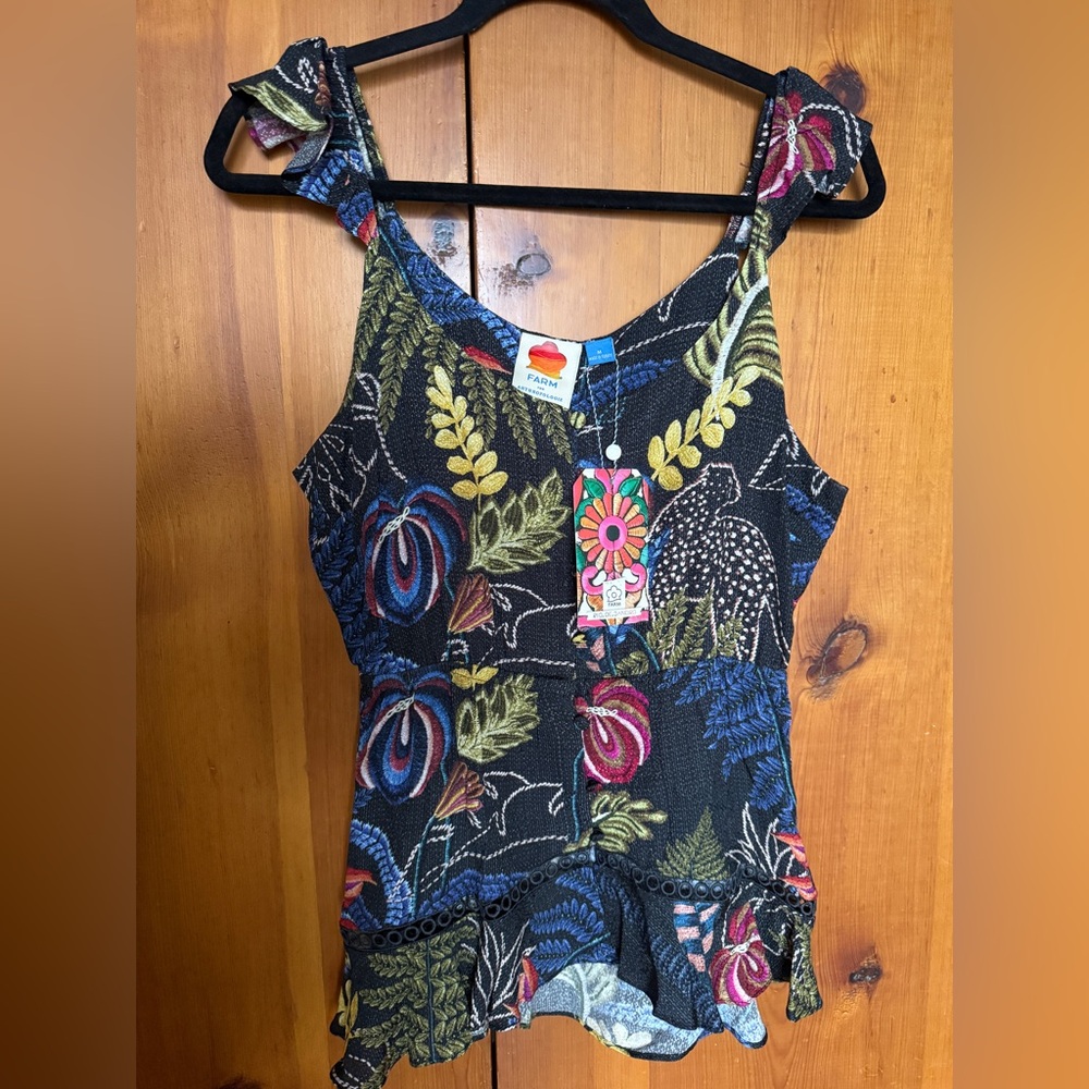 Farm Rio for Anthropologie - Boho, Floral, Ruffled Top
